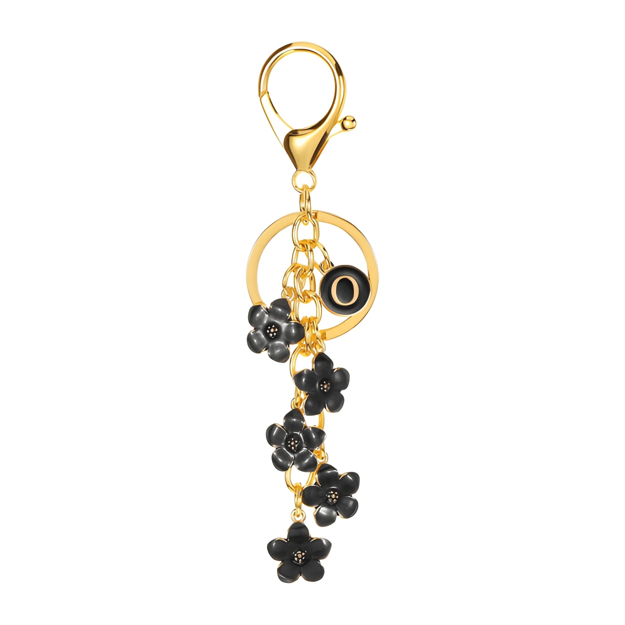 [v2] Daisy Flower Initial Letter - Bag Charm (Black) 15