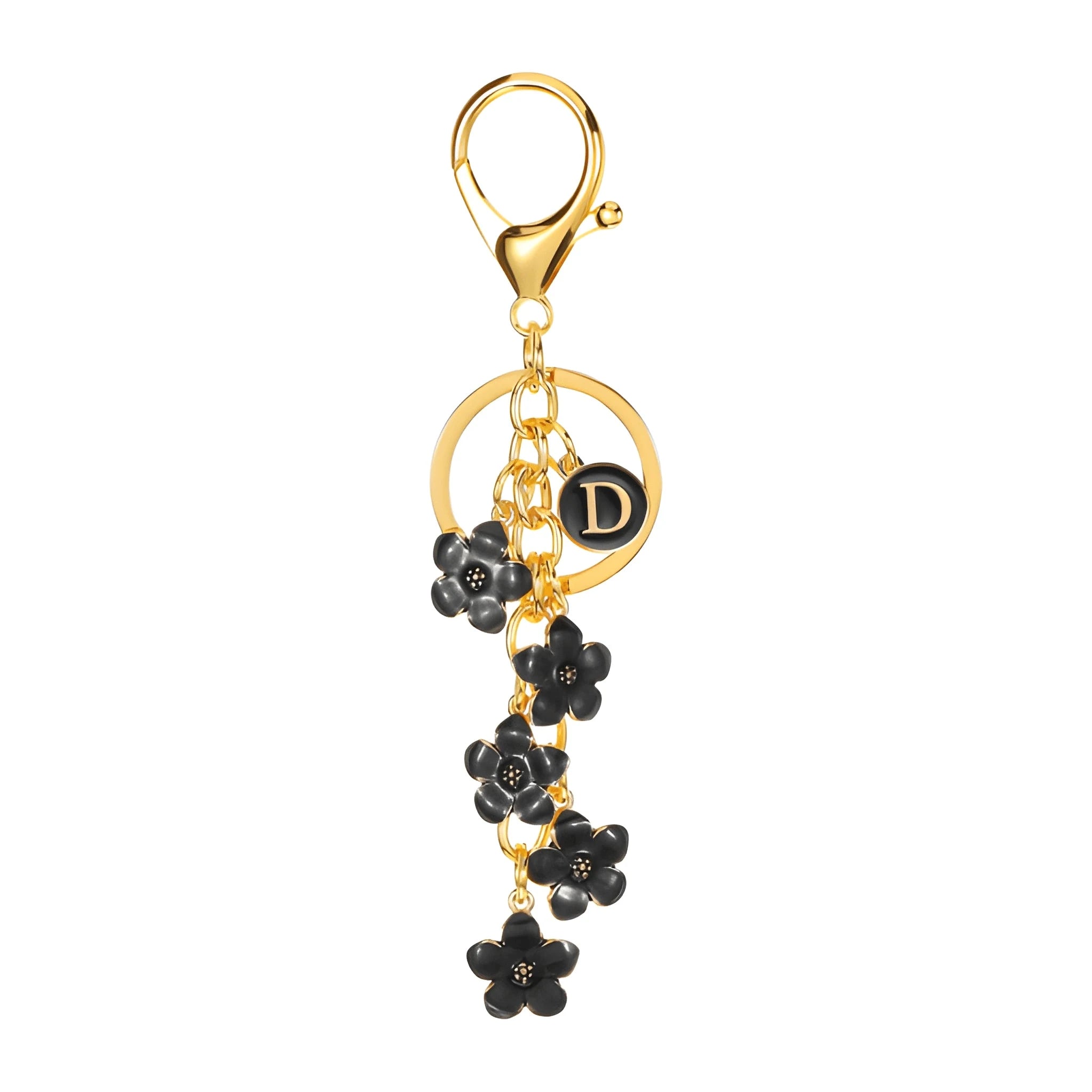 [v2] Daisy Flower Initial Letter - Bag Charm (Black) 4