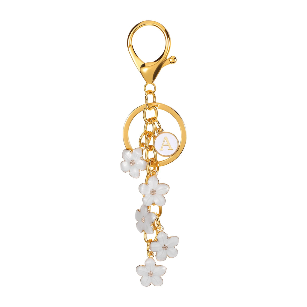 [v2] Daisy Flower Initial Letter - Bag Charm (White)