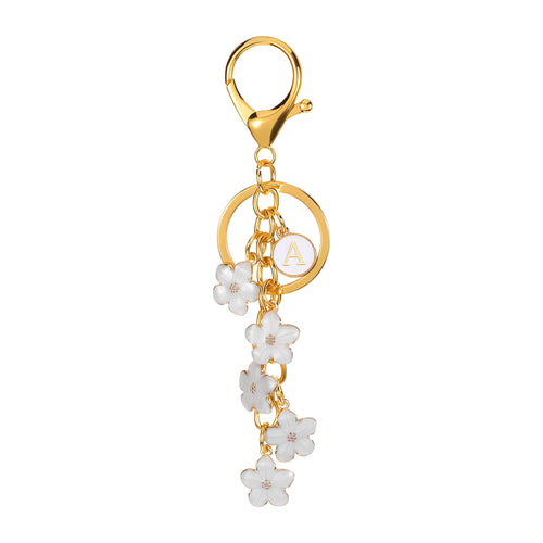[v2] Daisy Flower Initial Letter - Bag Charm (White)