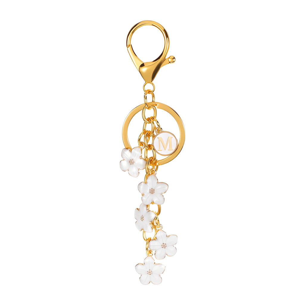 [v2] Daisy Flower Initial Letter - Bag Charm (White) 13