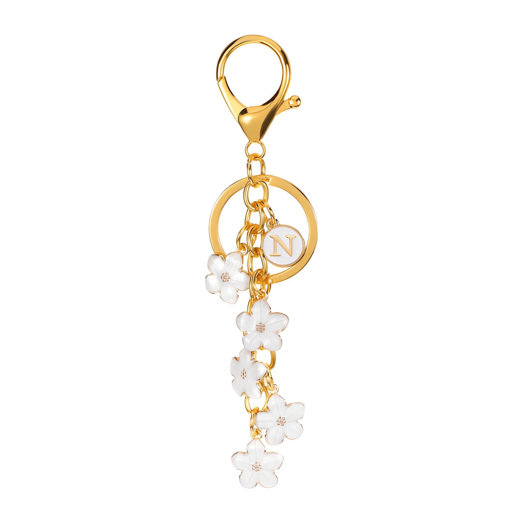 [v2] Daisy Flower Initial Letter - Bag Charm (White) 14