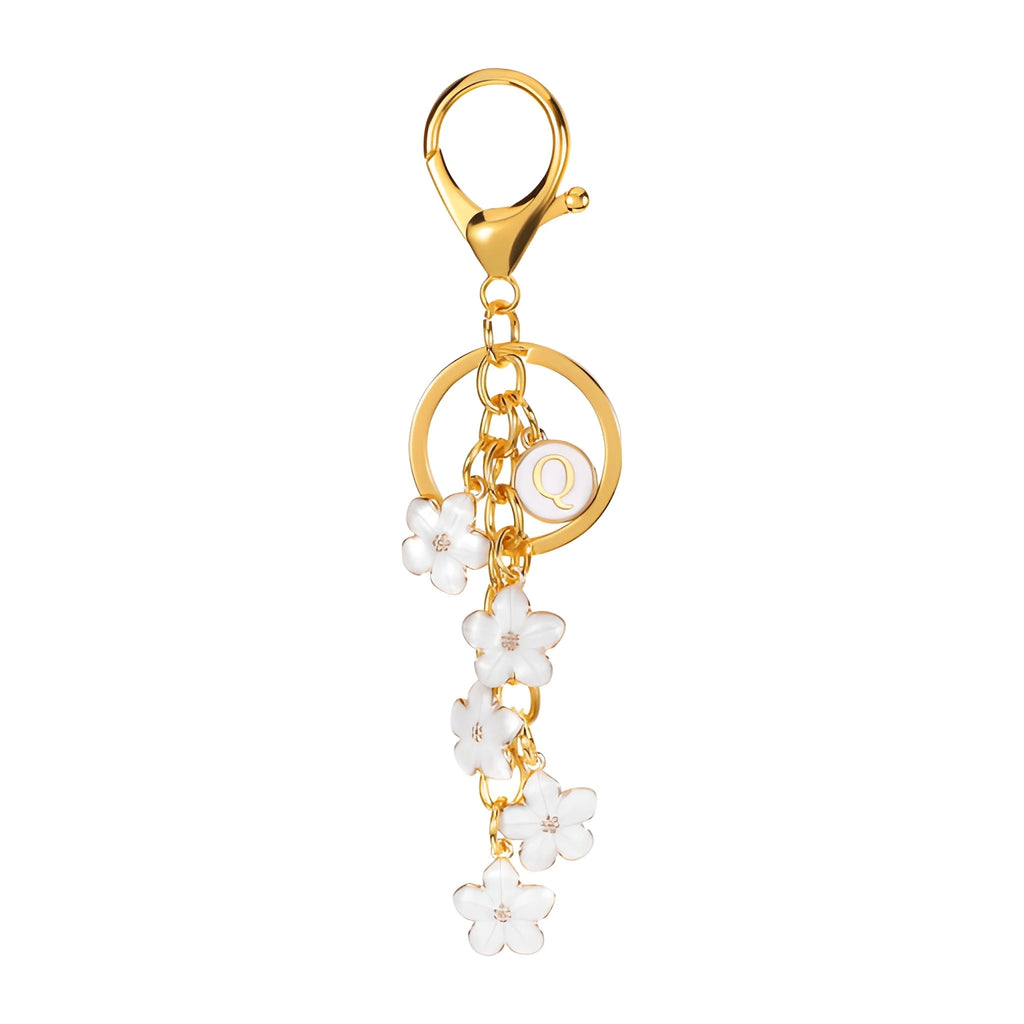[v2] Daisy Flower Initial Letter - Bag Charm (White) 17