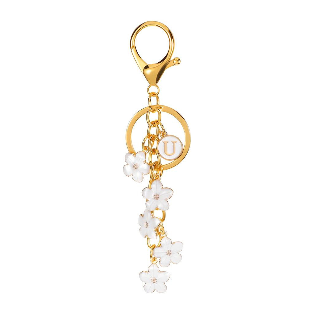 [v2] Daisy Flower Initial Letter - Bag Charm (White) 21
