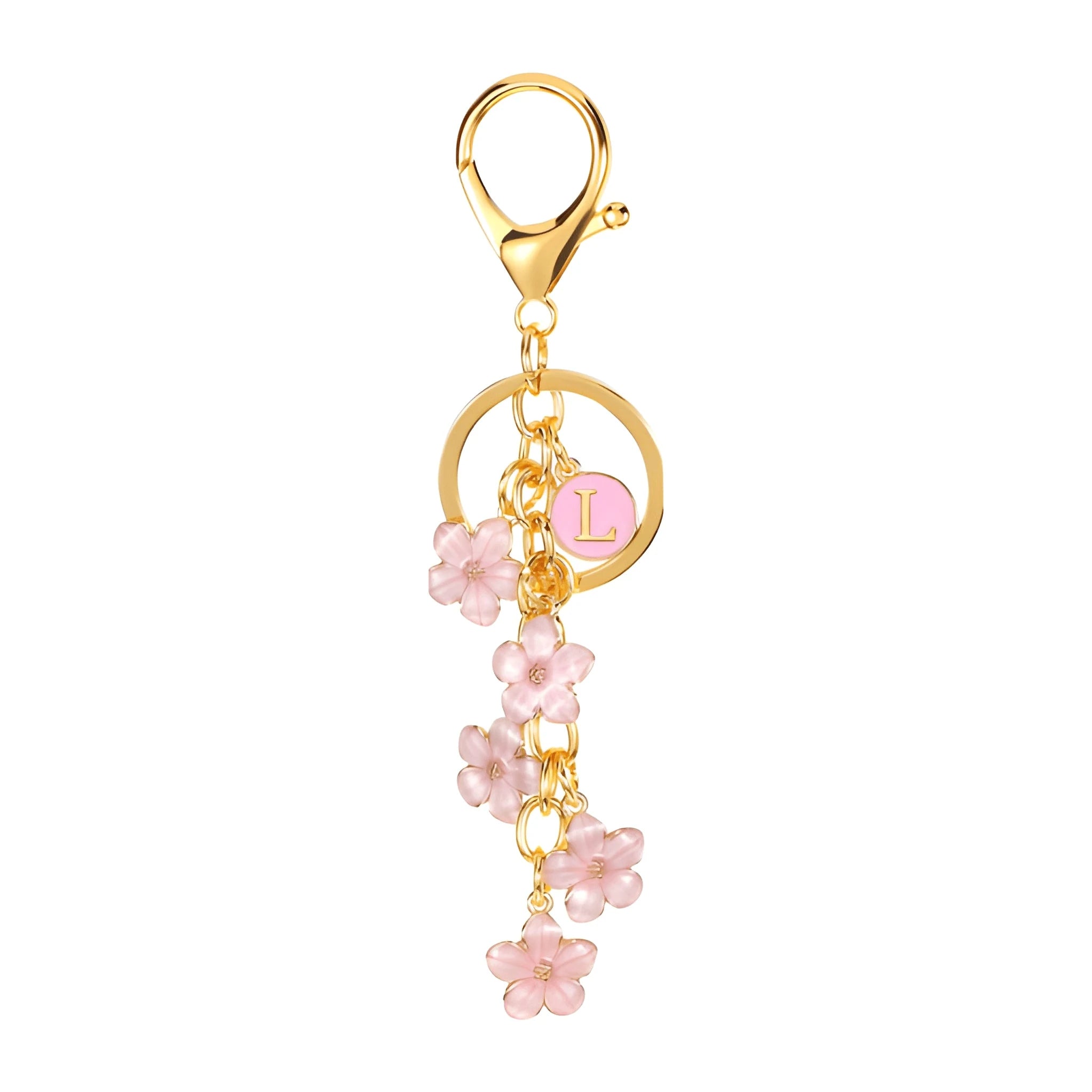 [v2] Daisy Flower Initial Letter - Bag Charm (Pink) 12