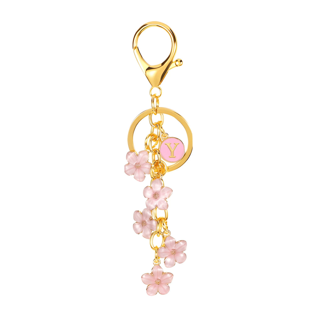 [v2] Daisy Flower Initial Letter - Bag Charm (Pink) 25